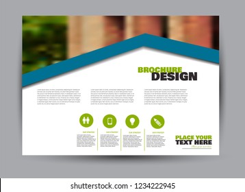 Flyer, brochure, billboard template design landscape orientation for business, education, school, presentation, website. Blue color. Editable vector illustration.