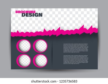 Flyer, brochure, billboard template design landscape orientation for business, education, school, presentation, website. Grey and pink color. Editable vector illustration.