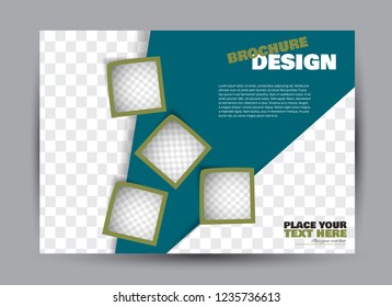 Flyer, brochure, billboard template design landscape orientation for business, education, school, presentation, website. Green color. Editable vector illustration.