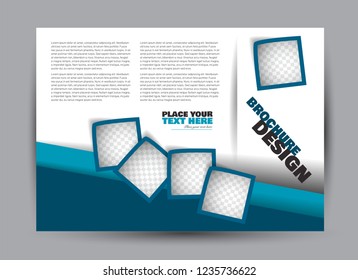 Flyer, brochure, billboard template design landscape orientation for business, education, school, presentation, website. Blue color. Editable vector illustration.