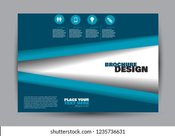Flyer, brochure, billboard template design landscape orientation for business, education, school, presentation, website. Blue color. Editable vector illustration.