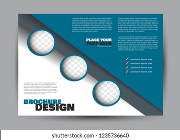 Flyer, brochure, billboard template design landscape orientation for business, education, school, presentation, website. Blue color. Editable vector illustration.