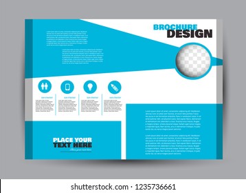 Flyer, brochure, billboard template design landscape orientation for business, education, school, presentation, website. Blue color. Editable vector illustration.