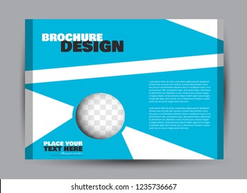Flyer, brochure, billboard template design landscape orientation for business, education, school, presentation, website. Blue color. Editable vector illustration.