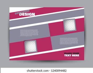 Flyer, brochure, billboard template design landscape orientation for business, education, school, presentation, website.Pink and grey color. Editable vector illustration.