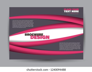 Flyer, brochure, billboard template design landscape orientation for business, education, school, presentation, website.Pink and grey color. Editable vector illustration.