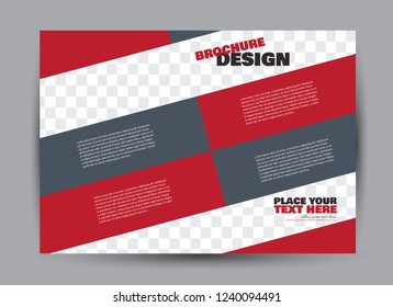 Flyer, brochure, billboard template design landscape orientation for business, education, school, presentation, website. Red and grey color. Editable vector illustration.