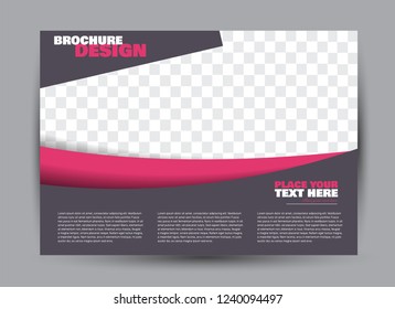 Flyer, brochure, billboard template design landscape orientation for business, education, school, presentation, website.Pink and grey color. Editable vector illustration.