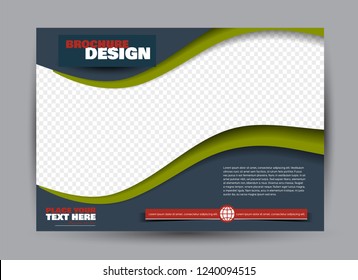 Flyer, brochure, billboard template design landscape orientation for business, education, school, presentation, website. Red and green color. Editable vector illustration.