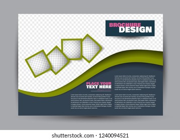Flyer, brochure, billboard template design landscape orientation for business, education, school, presentation, website. Pink and green color. Editable vector illustration.