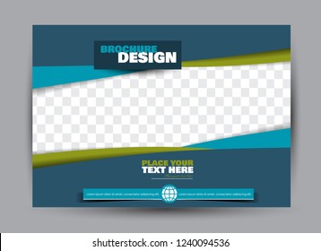 Flyer, brochure, billboard template design landscape orientation for business, education, school, presentation, website. Blue and green color. Editable vector illustration.