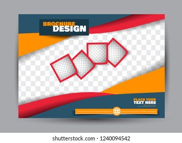 Flyer, brochure, billboard template design landscape orientation for business, education, school, presentation, website. Blue, red, and orange color. Editable vector illustration.