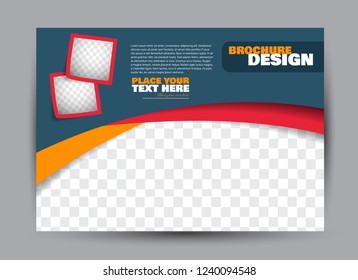 Flyer, brochure, billboard template design landscape orientation for business, education, school, presentation, website. Blue, red, and orange color. Editable vector illustration.
