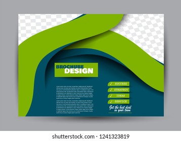 Flyer, brochure, billboard template design landscape orientation for business, education, school, presentation, website. Blue and green color. Editable vector illustration.