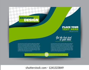 Flyer, brochure, billboard template design landscape orientation for business, education, school, presentation, website. Blue and green color. Editable vector illustration.