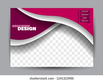 Flyer, brochure, billboard template design landscape orientation for business, education, school, presentation, website. Pink color. Editable vector illustration.