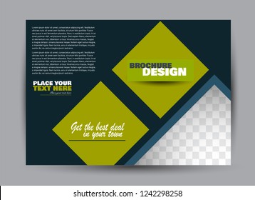 Flyer, brochure, billboard template design landscape orientation for business, education, school, presentation, website. Blue and green color. Editable vector illustration.