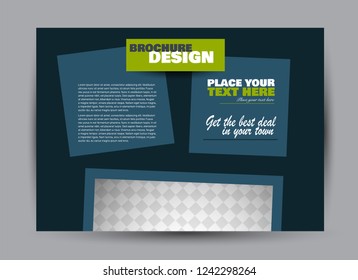 Flyer, brochure, billboard template design landscape orientation for business, education, school, presentation, website. Blue and green color. Editable vector illustration.