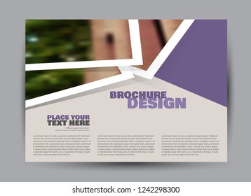 Flyer, brochure, billboard template design landscape orientation for business, education, school, presentation, website. Purple color. Editable vector illustration.