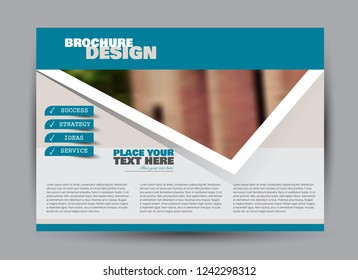 Flyer, brochure, billboard template design landscape orientation for business, education, school, presentation, website. Blue color. Editable vector illustration.