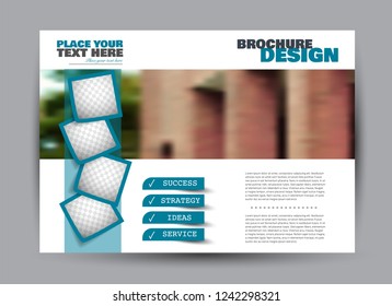 Flyer, brochure, billboard template design landscape orientation for business, education, school, presentation, website. Blue color. Editable vector illustration.