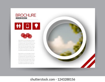Flyer, brochure, billboard template design landscape orientation for business, education, school, presentation, website. Red color. Editable vector illustration.