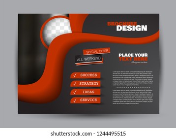 Flyer, brochure, billboard template design landscape orientation for business, education, school, presentation, website. Black and red color. Editable vector illustration.
