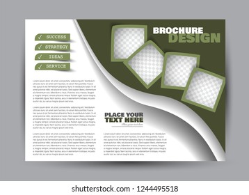 Flyer, brochure, billboard template design landscape orientation for business, education, school, presentation, website. Green color. Editable vector illustration.