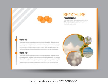 Flyer, brochure, billboard template design landscape orientation for business, education, school, presentation, website. Orange color. Editable vector illustration.