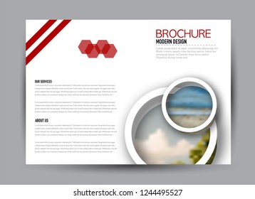 Flyer, brochure, billboard template design landscape orientation for business, education, school, presentation, website. Red color. Editable vector illustration.