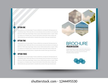 Flyer, brochure, billboard template design landscape orientation for business, education, school, presentation, website. Blue color. Editable vector illustration.