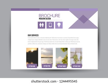 Flyer, brochure, billboard template design landscape orientation for business, education, school, presentation, website. Purple color. Editable vector illustration.