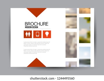 Flyer, brochure, billboard template design landscape orientation for business, education, school, presentation, website. Red color. Editable vector illustration.