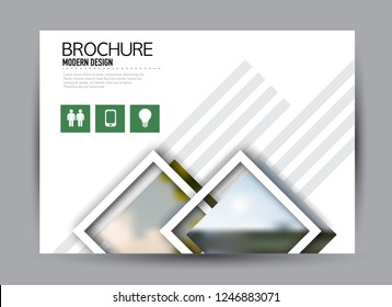 Flyer, brochure, billboard template design landscape orientation for business, education, school, presentation, website. Green color. Editable vector illustration.