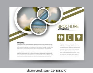 Flyer, brochure, billboard template design landscape orientation for business, education, school, presentation, website. Green color. Editable vector illustration.