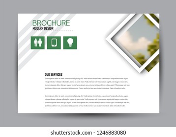 Flyer, brochure, billboard template design landscape orientation for business, education, school, presentation, website. Green color. Editable vector illustration.