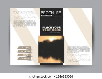 Flyer, brochure, billboard template design landscape orientation for business, education, school, presentation, website. Brown and black color. Editable vector illustration.