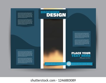 Flyer, brochure, billboard template design landscape orientation for business, education, school, presentation, website. Blue color. Editable vector illustration.