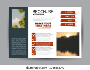 Flyer, brochure, billboard template design landscape orientation for business, education, school, presentation, website. Red and grey color. Editable vector illustration.