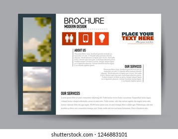 Flyer, brochure, billboard template design landscape orientation for business, education, school, presentation, website. Red and grey color. Editable vector illustration.