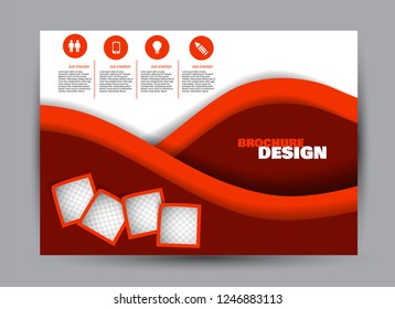 Flyer, brochure, billboard template design landscape orientation for business, education, school, presentation, website. Red color. Editable vector illustration.