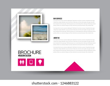 Flyer, brochure, billboard template design landscape orientation for business, education, school, presentation, website. Pink color. Editable vector illustration.