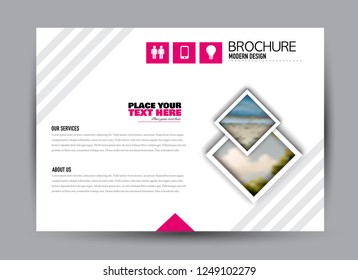 Flyer, brochure, billboard template design landscape orientation for business, education, school, presentation, website. Pink color. Editable vector illustration.