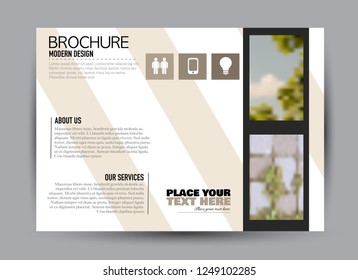 Flyer, brochure, billboard template design landscape orientation for business, education, school, presentation, website. Brown and black color. Editable vector illustration.