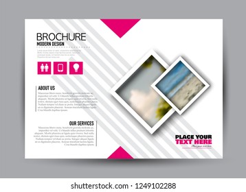 Flyer, brochure, billboard template design landscape orientation for business, education, school, presentation, website. Pink color. Editable vector illustration.