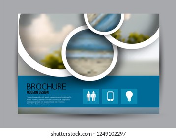 Flyer, brochure, billboard template design landscape orientation for business, education, school, presentation, website. Blue color. Editable vector illustration.
