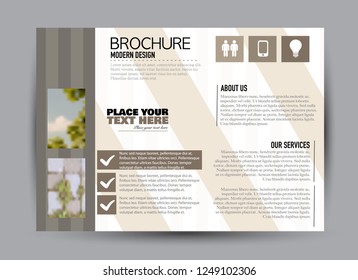 Flyer, brochure, billboard template design landscape orientation for business, education, school, presentation, website. Brown color. Editable vector illustration.
