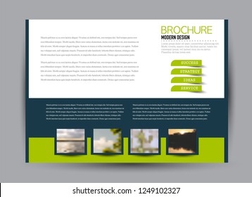 Flyer, brochure, billboard template design landscape orientation for business, education, school, presentation, website. Blue and green color. Editable vector illustration.