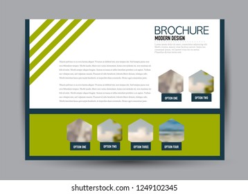Flyer, brochure, billboard template design landscape orientation for business, education, school, presentation, website. Blue and green color. Editable vector illustration.