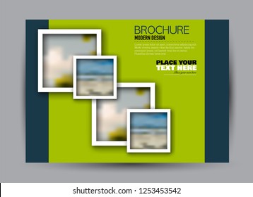 Flyer, brochure, billboard template design landscape orientation for business, education, school, presentation, website. Blue and green color. Editable vector illustration.